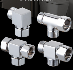 Kiinteä messinki G1/2 3-tieliitin, 1 sisääntulo 2 ulostulo urospuolinen naaraspuolinen kierreputkiliitin