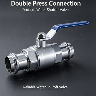 Ruostumattomasta teräksestä valmistettu Double Press Fit palloventtiili, Full Port Press Connection sulkuventtiili sinisellä kahvalla Press Fit LVI-putkijärjestelmille
